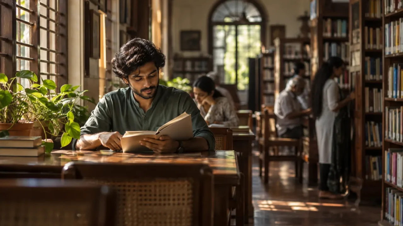 പഴയ ലൈബ്രറിയുടെ മണം — സാഹിത്യ ചിത്രീകരണം